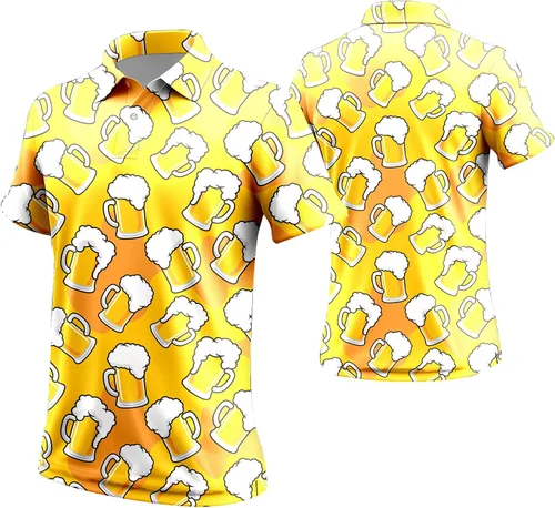 Vista 72 de Camisa de golf de los años 80 para hombre, ajuste seco, manga corta, estampada, divertidas, camisas de golf de los años 90 para hombre