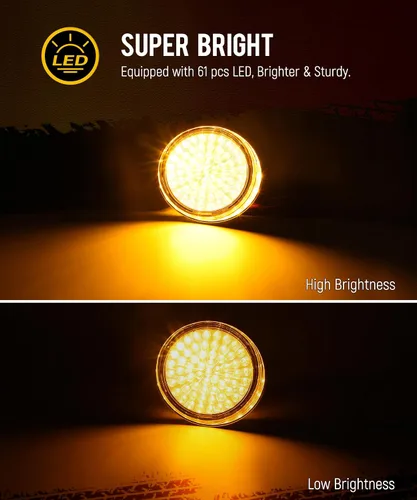 Vista 2 de Partsam 1 par de luces de circulación diurna de reemplazo para Freightliner Century 1996-2005, ámbar 61 LED/Lente transparente