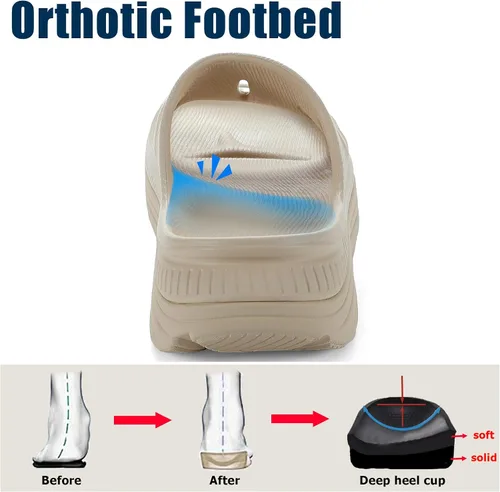 Vista 5 de Womens Recovery Sandals Mens Comfortable Athletic Slides Thick Cushion Lightweight Plantar Fasciitis Sport Sliders of Indoor Outdoor,Arch Support