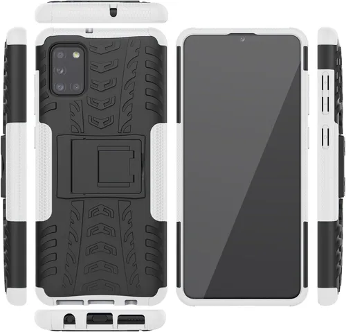 Vista 3 de Asuwish Funda de teléfono para Samsung Galaxy A31 con protector de pantalla de vidrio templado y soporte delgado, híbrida, resistente, funda