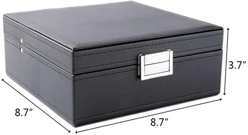 Vista 4 de Caja de joyería de 50 ranuras organizador de pendientes con espejo collares pendientes pulseras