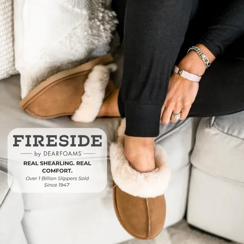 Vista 49 de Dearfoams Fireside Sydney Pantuflas anchas de piel de oveja para mujer, para interiores y exteriores