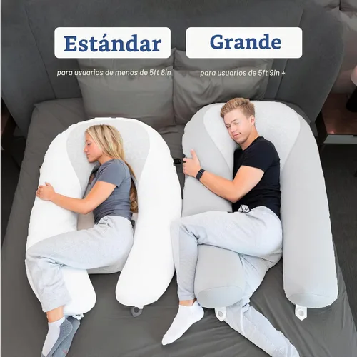 Vista 5 de Plufl Hugl - Almohada corporal refrescante para adultos, almohada de embarazo en forma de U, color gris