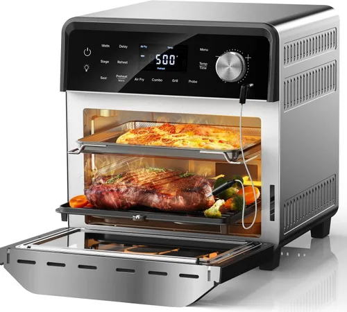 Vista 6 de Nuwave Horno de convección por infrarrojos con freidora de aire, cocina fresco o congelado, sin descongelar ni precalentar, calor 360, cocina desde
