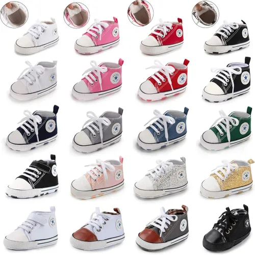Vista 2 de KIDSUN zapatos deportivos altos hasta el tobillo para bebés niños y niñas con suela antideslizante suaves para recién nacidos zapatos precaminadores