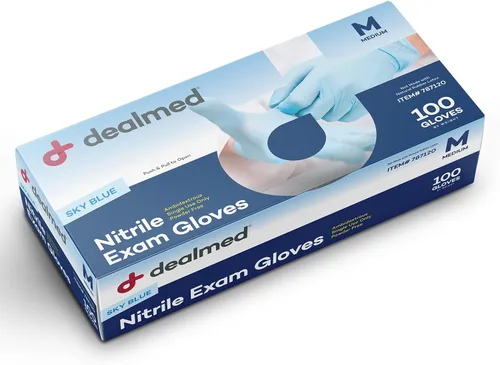Vista 8 de Dealmed Guantes de examen de nitrilo, sin polvo, sin látex, guantes médicos desechables