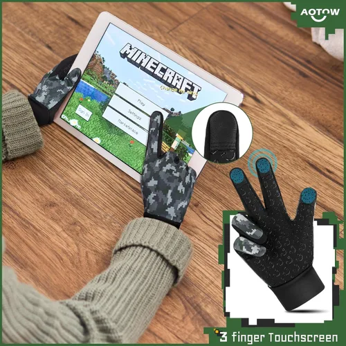 Vista 4 de AOTOW Guantes deportivos cálidos de invierno para niños, para clima frío, térmico, para nieve, pantalla táctil, para niños y niñas