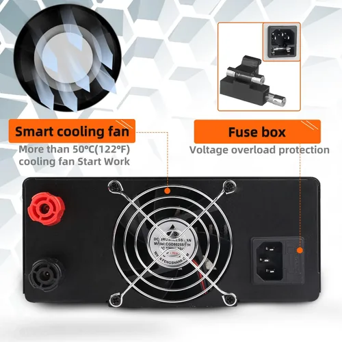 Vista 3 de NICE-POWER Fuente de alimentación de CC variable, fuente de alimentación de banco de alta potencia de 15V 60A 900W con perilla de codificador