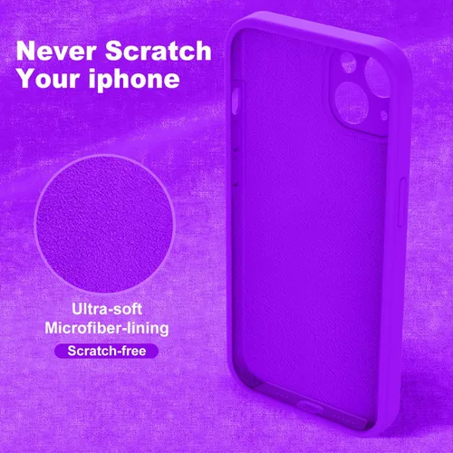 Vista 6 de Vooii Funda compatible con iPhone 14, silicona líquida mejorada con protección de cámara de cubierta completa, forro de microfibra suave