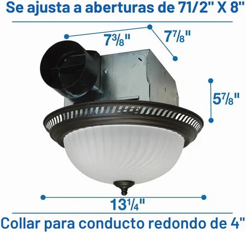 Vista 6 de Air King ventilador de baño redondo con luz, DRLC701 Bronce