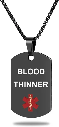 Vista 14 de Collar de alerta médica, etiqueta grabada con láser, grabado personalizado, etiqueta de identificación de acero inoxidable, colgante para hombres