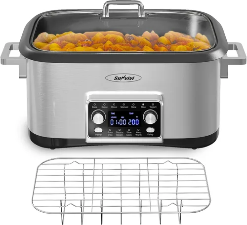 Vista 16 de Olla de cocción lenta de 3QT, olla pequeña con 3 ajustes de calentamiento y olla de cerámica extraíble, mini calentador de alimentos con tapa de Azul