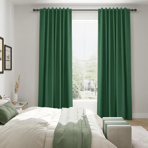 Vista 7 de Joywell Cortinas 100% opacas de 84 pulgadas de largo, juego de 2 paneles de cortinas de oscurecimiento de habitación para dormitorio, pestañas Verde