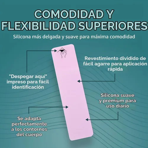 Vista 3 de Epiderm - Tiras de silicona para cicatrices, cinta de silicona reutilizable Transparente (paquete de 5)