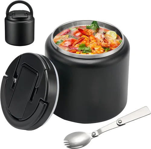 Vista 16 de BABHAMNESS Termo de sopa de 13.5 onzas para comida caliente para niños, recipiente aislado al vacío con tapa de hebilla, boca ancha, a prueba