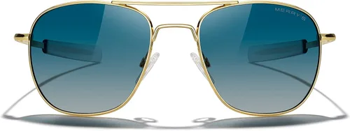Vista 2 de MERRY'S Gafas de sol polarizadas militares clásicas cuadradas aviador para hombres o mujeres S8636