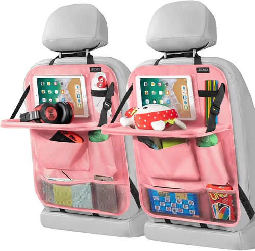Vista 11 de LUCMO Organizador de asiento trasero de coche con soporte para tableta - 2 piezas, organizador de almacenamiento de coche con 6 bolsillos