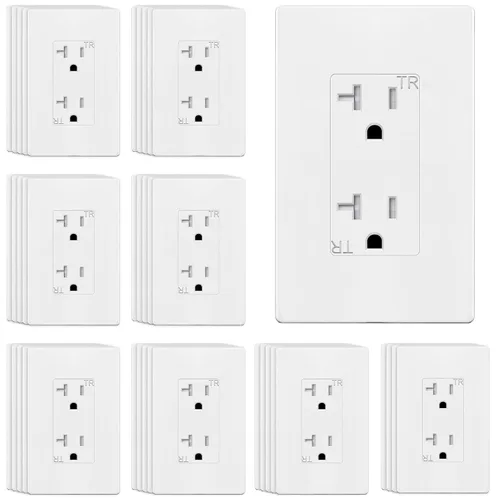 Vista 12 de TG Salida decorativa de 20 A, receptáculo eléctrico estándar resistente a Blanco
