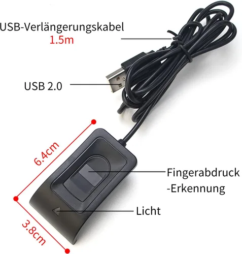 Vista 8 de Lector de huellas dactilares USB JIAN BOLAND para Windows Windows Hello & 10/11, instalación automática del controlador, cable de 5 pies, inicio