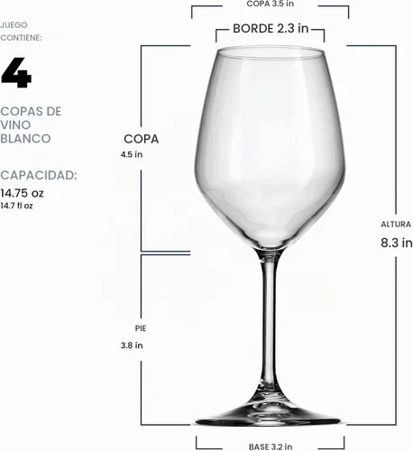 Vista 7 de Juego de 4 copas de restaurante, de Bormioli Rocco, Vino blanco, Cristal