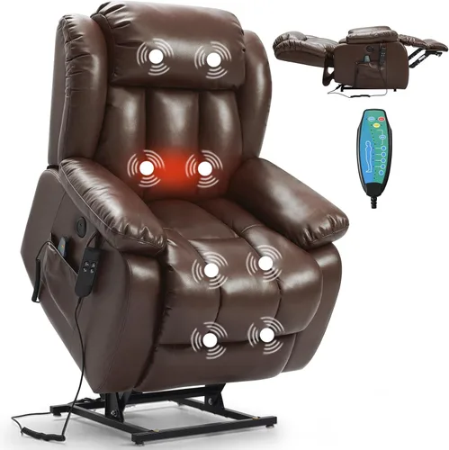 Vista 15 de PARKOL Silla reclinable eléctrica para ancianos y personas mayores, sillón reclinable eléctrico de cuero transpirable con masaje por vibración