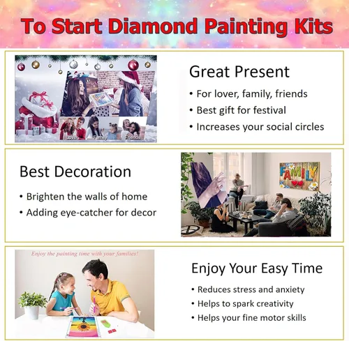 Vista 6 de YALKIN Kits de Pintura de Diamantes 5D para Adultos DIY Taladro Redondo Completo (11.8 x 15.7 pulgadas) Imágenes de Bordado Artes Pintar por Números
