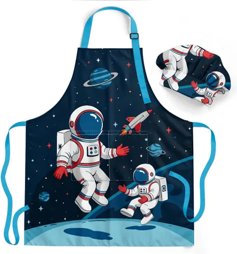 Vista 31 de SANDJEST Juego de delantal para niños con gorro de chef, regalos de delantal de cocina Alfabeto