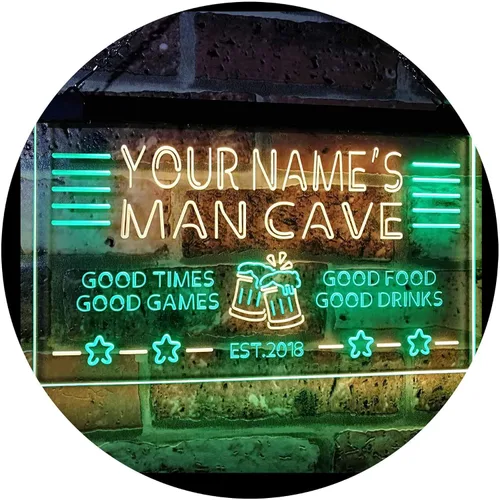Vista 27 de ADVPRO Letrero de neón LED personalizado con texto en inglés "Man Cave Home Bar Est. Year Single Color LED Neon Sign 12 x 8.5" st4s32-x0012a-tm-b