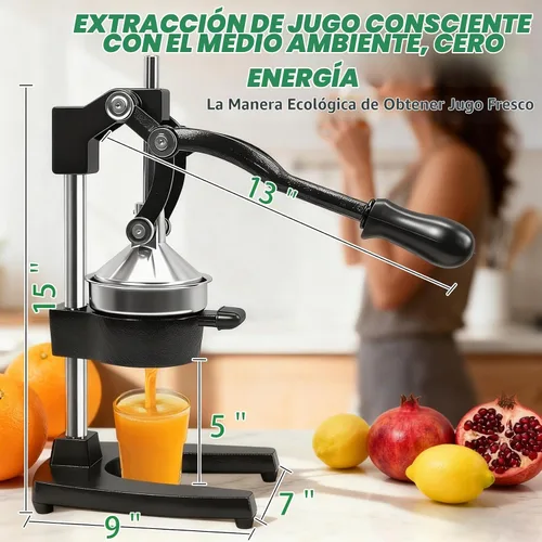 Vista 5 de Máquina Exprimidora Manual, Prensa Manual Comercial de Servicio Pesado de Hierro Fundido, para Jugo de Naranja Lima Limón Granada, Fácil de Usar