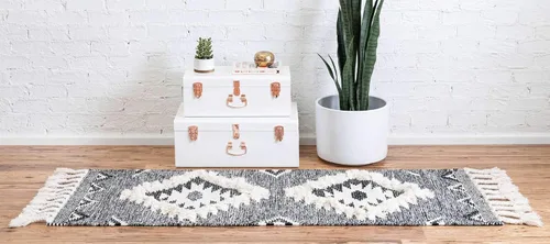 Vista 3 de Unique Loom Mesa Collection - Alfombra de área - Papago (2 pies 2 pulgadas x 6 pies 1 pulgada, carbón/gris)