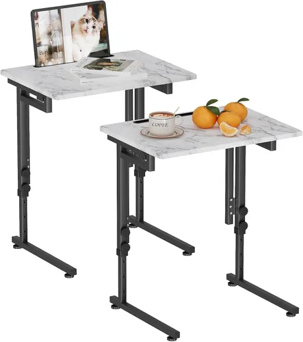 Vista 13 de Adjustable Folding TV Tray Table,TV Dinner Small Foldable C-Shaped End Table for Eating,6 Height Adjustable Slide Under Couch Side with Sturdy MDF