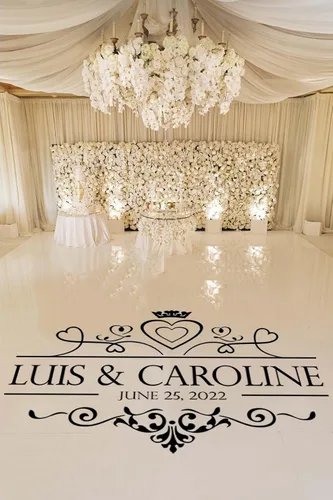 Vista 7 de Monograma de pista de baile de boda con nombre y fecha personalizados - Adhesivo de vinilo para decoración de recepción o decoración de fiesta