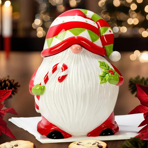 Vista 2 de Certified International Holiday Magic Gnomes - Tarro de galletas 3-D, 64 onzas, multicolor
