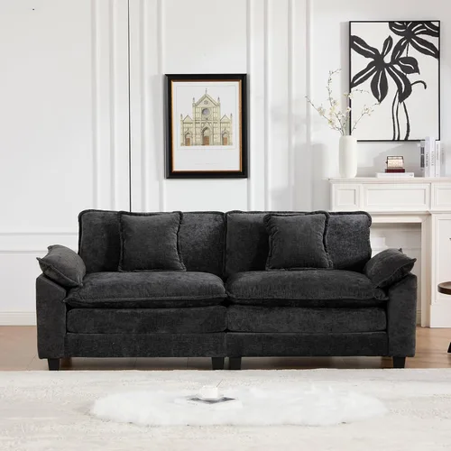 Vista 326 de Sofá seccional modular verde de 111.5", sofás seccionales grandes de 3 plazas para sala de estar, sofá nube oversized de tela chenille con otomana