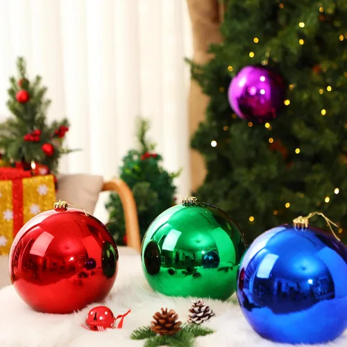 Vista 3 de Zubebe 4 piezas de adornos de bolas de Navidad extra grandes de 8" (200 mm) bolas gigantes sobredimensionadas de plástico de grado comercial