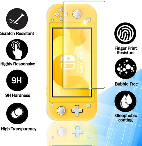 Vista 2 de RKINC Protector de pantalla 2 unidades para Nitendo Switch Lite 2019, protector de pantalla de vidrio templado, 0.013 in garantía de por vida sin