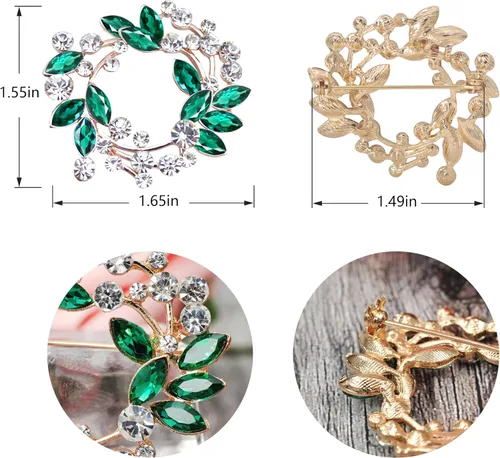 Vista 4 de Gyn&Joy Broche de cristal transparente de la corona floral del Rhinestone BZ005