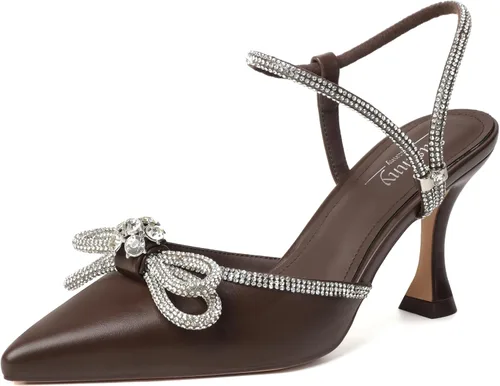 Vista 29 de Susanny - Zapatos de tacón bajo con strass para mujer, con punta puntiaguda, de tacón kitten, con cierre, ajustables, con correa, para vestido