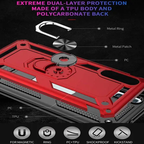 Vista 5 de Funda para Xiaomi Redmi Note 9S / Note 9 Pro con protector de pantalla de vidrio templado, híbrida resistente de doble capa, antiarañazos, a prueba