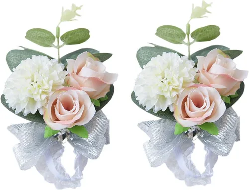 Vista 2 de MOJUN Ramillete de flores para boda, para novia, para dama de honor, para planificar, para boda, ramillete de mano, paquete de 1