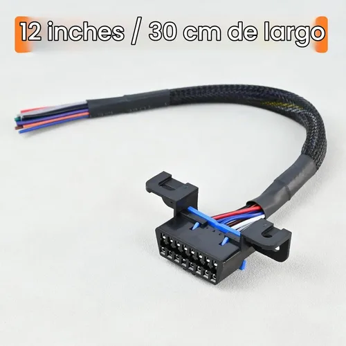 Vista 4 de Conector hembra OBD2 de 16 pines J1962F para abrir el cable OBDII Dash Port Pigtail Arnés de cable fijo DIY 12 pulgadas/11.8 in