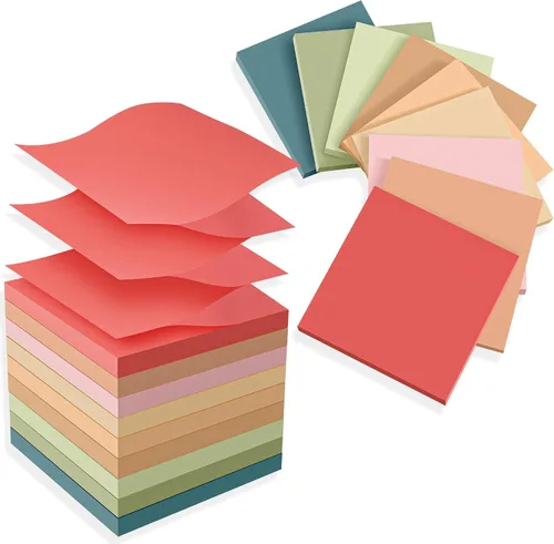 Vista 9 de (18 blocs) Notas adhesivas emergentes de 3 x 3 pulgadas, color alternativo, bloc de notas adhesivo fuerte a granel, adecuado para el hogar, oficina