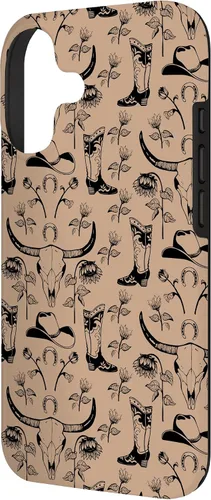 Vista 2 de Western Boho Skull, Sunflowers, Country Girls, Cowgirls Boot Case for iPhone 17