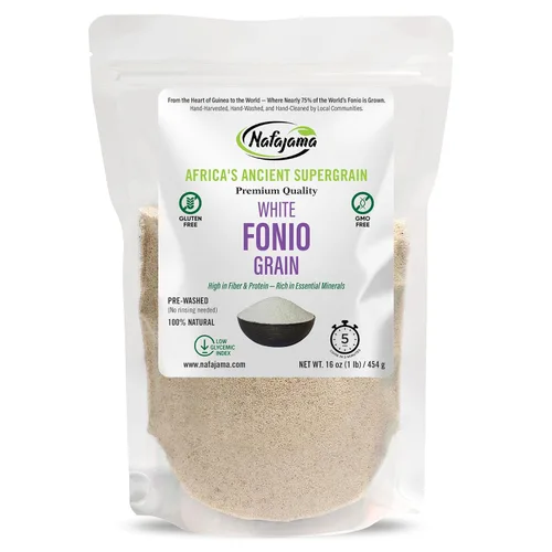 Vista 11 de Nafajama Grano Fonio blanco sin gluten de alta calidad, supergrano africano antiguo, totalmente natural, sin OMG, vegano, superalimento de alto