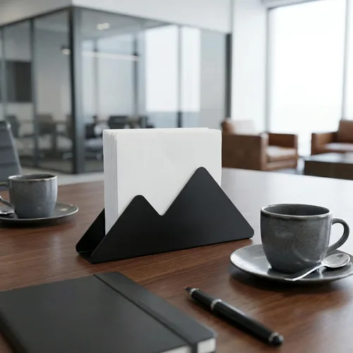 Vista 3 de Servilletero minimalista de acero inoxidable para encimera de cocina, mesa de comedor, escritorio de oficina, organizador para servilletas, cartas