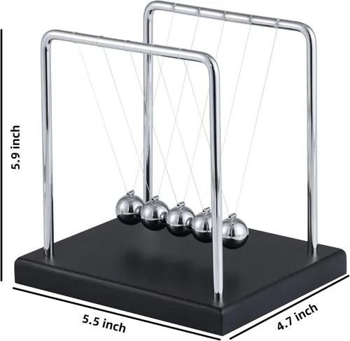 Vista 2 de Newtons Cradle - Bolas de equilibrio con base negra, adorno de escritorio para oficina en casa