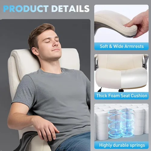 Vista 8 de MALOL Sillas ergonómicas de oficina ejecutivas de respaldo alto, silla de computadora resistente con soporte lumbar, brazos abatibles y tapicería