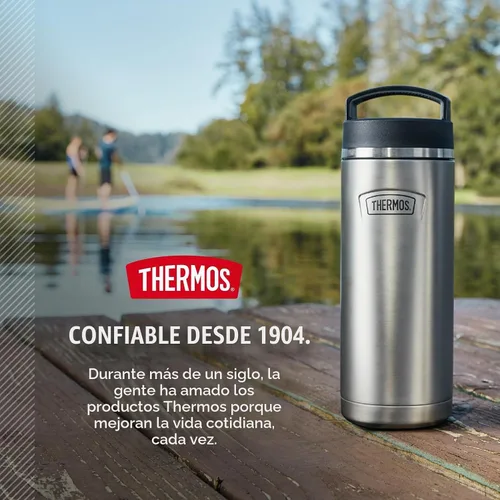 Vista 8 de THERMOS ICON SERIES - Botella de agua de acero inoxidable con tapa superior de rosca, 32 onzas, granito, botella de agua aislada con tapa Granite