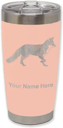 Vista 33 de LaserGram Vaso aislado al vacío de 20 onzas, zorro, grabado personalizado incluido (negro)