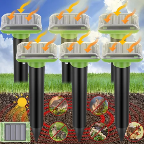 Vista 9 de Repelente ultrasónico de topos al aire libre, paquete de 6 repelentes solares para césped y jardín, trampas impermeables para matar topos, repele